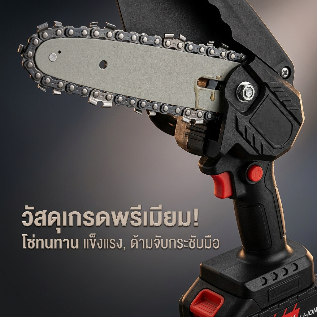 เลื่อยโซ่ไร้สาย 6 นิ้ว ใช้งานมือเดียว ปรับระยะโซ่ได้ รูปที่ 7